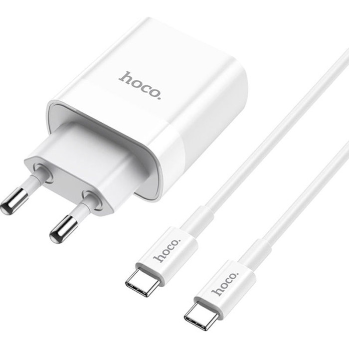 Сетевое зарядное устройство HOCO C80A Rapido PD20W+QC3.0 charger set Type-C TO Type-C EU White (6931474740533)
