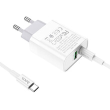 Сетевое зарядное устройство HOCO C80A Rapido PD20W+QC3.0 charger set Type-C TO Type-C EU White (6931474740533)