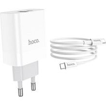 Сетевое зарядное устройство HOCO C80A Rapido PD20W+QC3.0 charger set Type-C TO Type-C EU White (6931474740533)