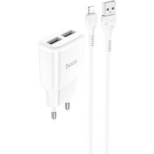 Сетевое зарядное устройство HOCO C88A Star round dual port charger set iP 12W White (6931474749512)