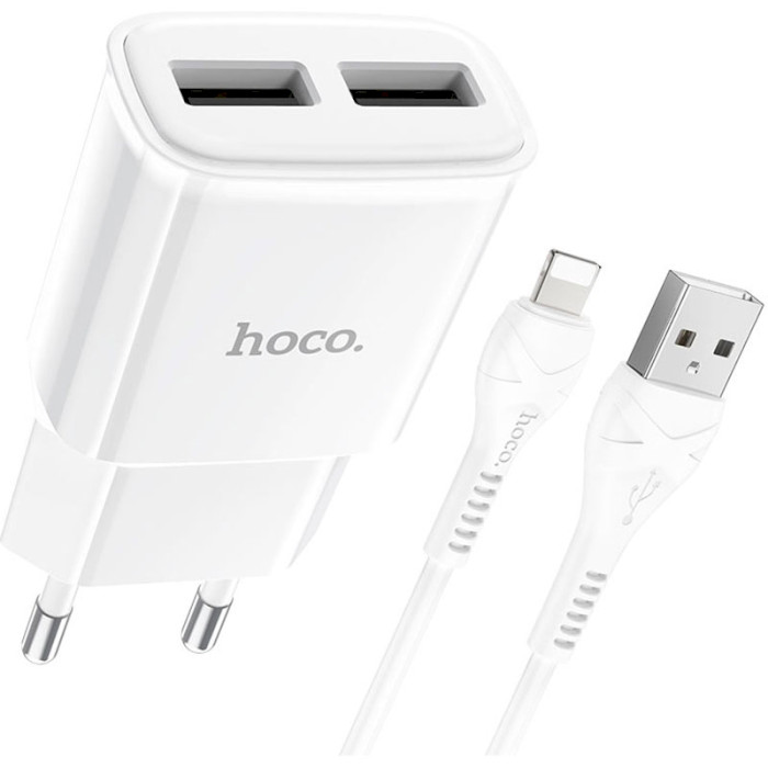 Сетевое зарядное устройство HOCO C88A Star round dual port charger set iP 12W White (6931474749512)