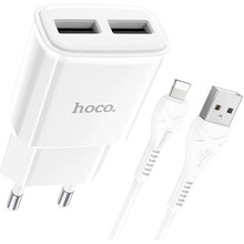 Мережевий зарядний пристрій HOCO C88A Star round dual port charger set iP 12W White (6931474749512)