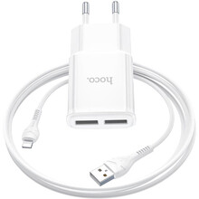 Сетевое зарядное устройство HOCO C88A Star round dual port charger set iP 12W White (6931474749512)