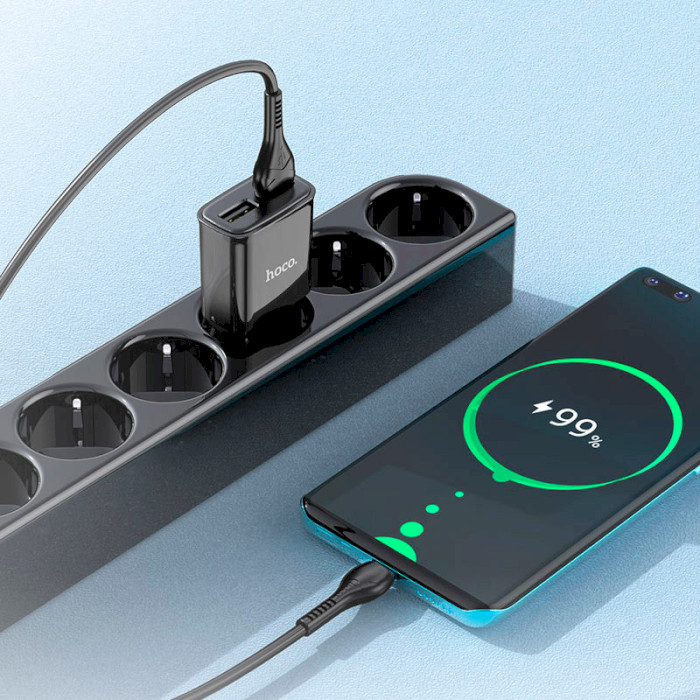 Мережевий зарядний пристрій HOCO C88A Star round dual port charger set Type-C 12W Black (6931474749543) Тип кабелю USB х USB Type-С