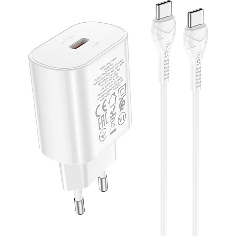 Зарядний пристрій HOCO N22 Jetta Charger set PD 25W (EU) White (6931474760081)