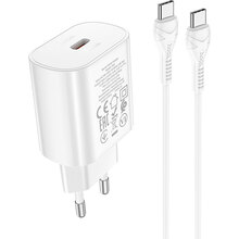Зарядний пристрій HOCO N22 Jetta Charger set PD 25W (EU) White (6931474760081)