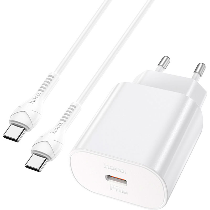 Зарядний пристрій HOCO N22 Jetta Charger set PD 25W (EU) White (6931474760081) Потужність 25