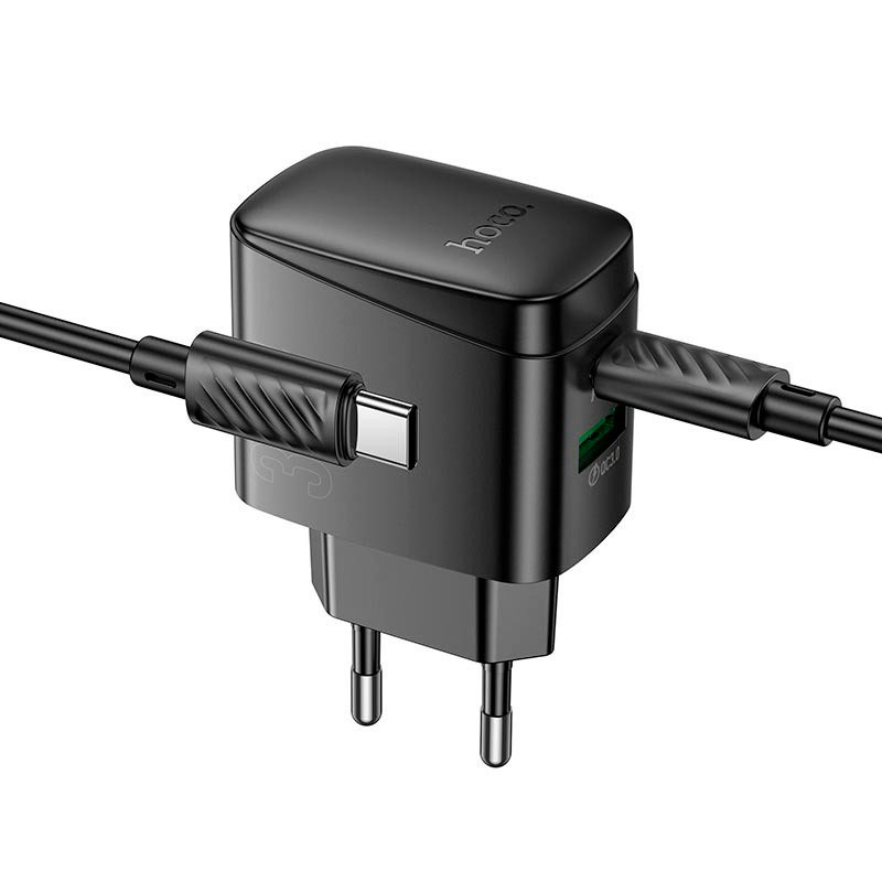 Зарядний пристрій HOCO CS61A Bright PD30W+QC3.0 Charger Set (EU) Black (6942007638432) Потужність 30