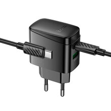 Зарядний пристрій HOCO CS61A Bright PD30W+QC3.0 Charger Set (EU) Black (6942007638432)