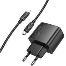 Зарядний пристрій HOCO CS61A Bright PD30W+QC3.0 Charger Set (EU) Black (6942007638432)