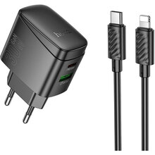 Зарядний пристрій HOCO CS61A Bright PD30W+QC3.0 Charger Set (EU) Black (6942007638432)