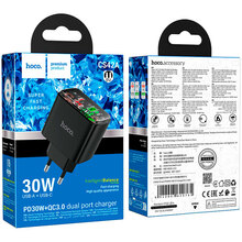 Зарядний пристрій HOCO CS42A Smart PD30W+QC3.0 (EU) Black (6942007620765)