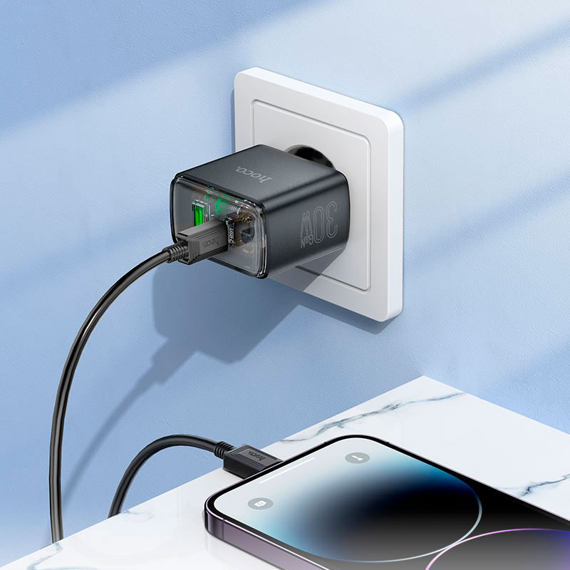 Зарядний пристрій HOCO CS42A Smart PD30W+QC3.0 (EU) Black (6942007620765) Вихідний роз'єм USB Type-C