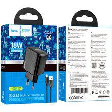 Зарядний пристрій HOCO CS21A Rich QC3.0 Charger Set Micro (EU) Black (6942007609890)