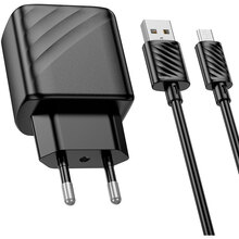 Зарядний пристрій HOCO CS21A Rich QC3.0 Charger Set Micro (EU) Black (6942007609890)