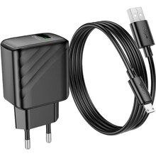 Зарядний пристрій HOCO CS21A Rich QC3.0 Charger Set Micro (EU) Black (6942007609890)
