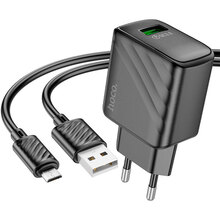 Зарядний пристрій HOCO CS21A Rich QC3.0 Charger Set Micro (EU) Black (6942007609890)