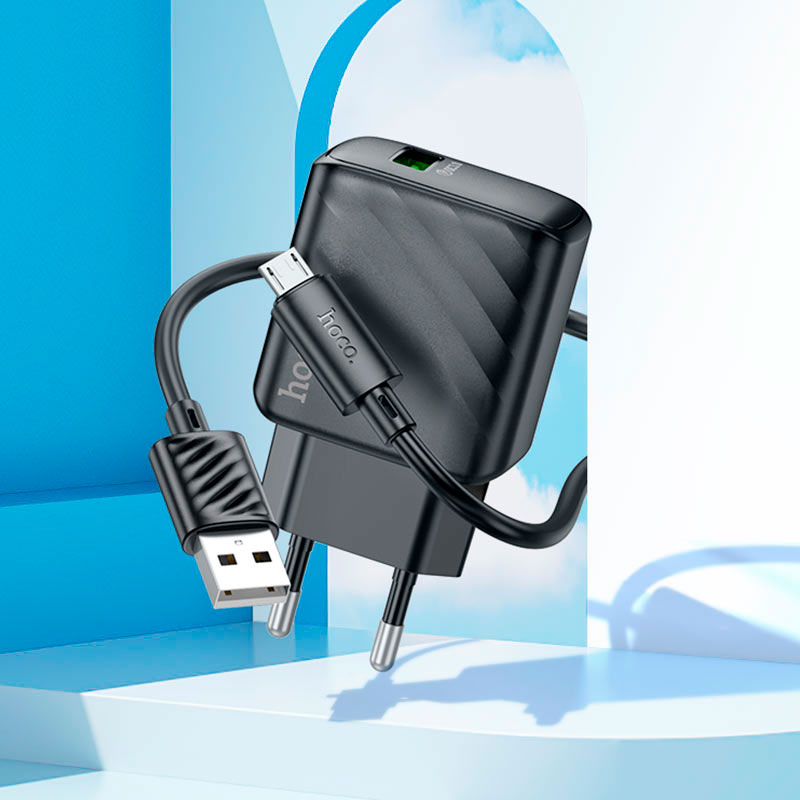 Замовити Зарядний пристрій HOCO CS21A Rich QC3.0 Charger Set Micro (EU) Black (6942007609890)