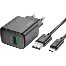 Зарядний пристрій HOCO CS21A Rich QC3.0 Charger Set Micro (EU) Black (6942007609890)