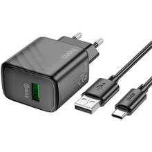 Зарядний пристрій HOCO CS21A Rich QC3.0 Charger Set Type-C (EU) Black (6942007609906)