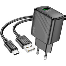 Зарядний пристрій HOCO CS21A Rich QC3.0 Charger Set Type-C (EU) Black (6942007609906)