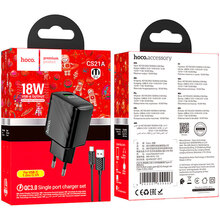 Зарядний пристрій HOCO CS21A Rich QC3.0 Charger Set Type-C (EU) Black (6942007609906)