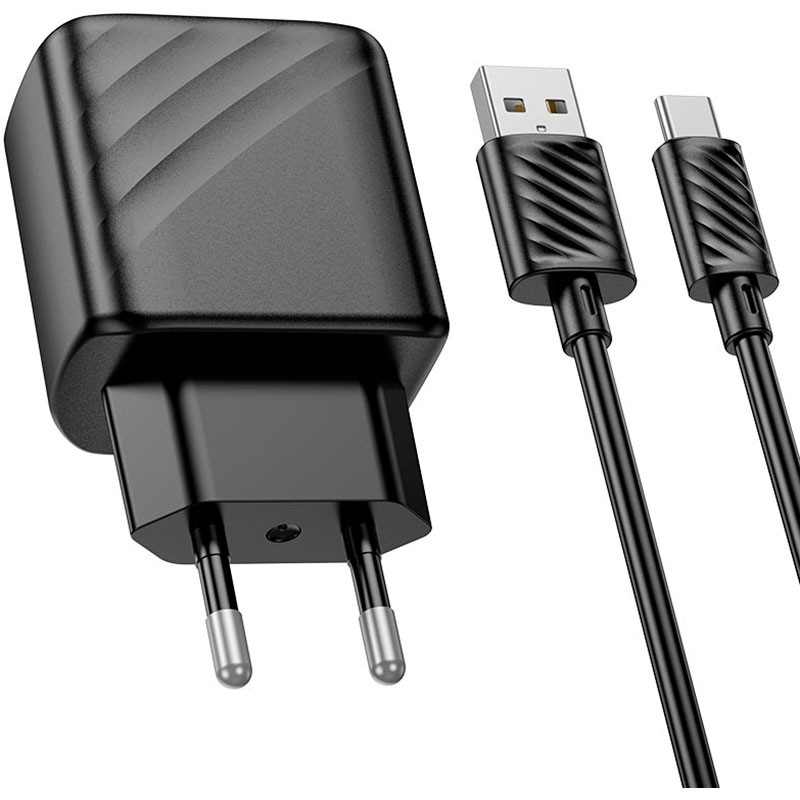 Зарядний пристрій HOCO CS21A Rich QC3.0 Charger Set Type-C (EU) Black (6942007609906) Тип кабелю USB х USB Type-С