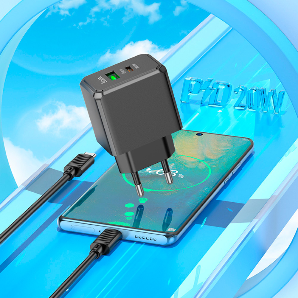 Замовити Зарядний пристрій HOCO CS14A Ocean PD20W+QC3.0 Black (6942007603898)