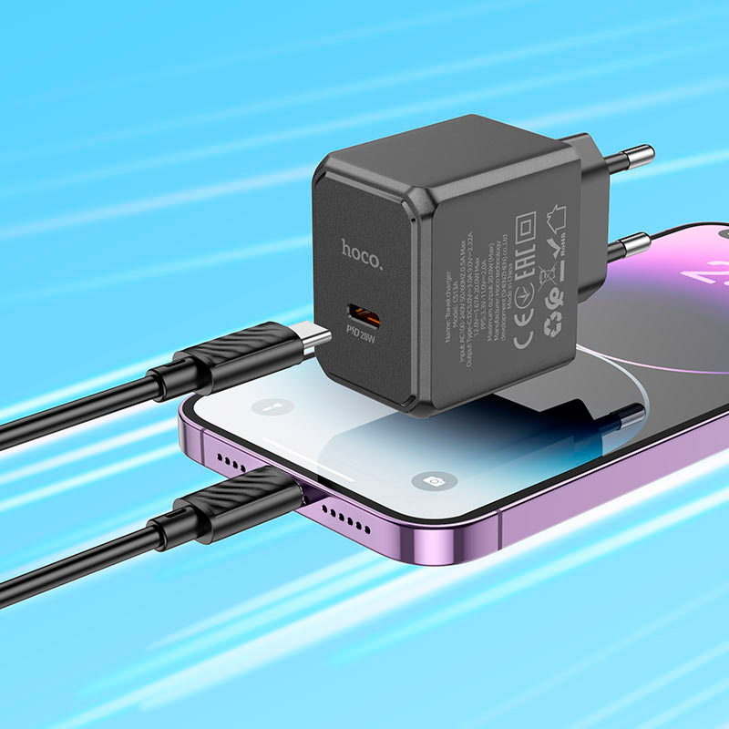 Зарядний пристрій HOCO CS13A Ocean PD20W Charger Set Black (6942007603829) Тип кабелю USB Type-C х Lightning