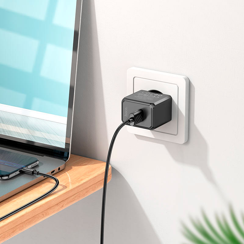 Сетевое зарядное устройство HOCO CS11A Ocean Charger Set 10.5W Black (6942007603584) Кабель съемный