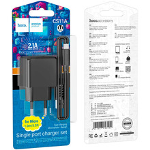 Сетевое зарядное устройство HOCO CS11A Ocean Charger Set 10.5W Black (6942007603584)