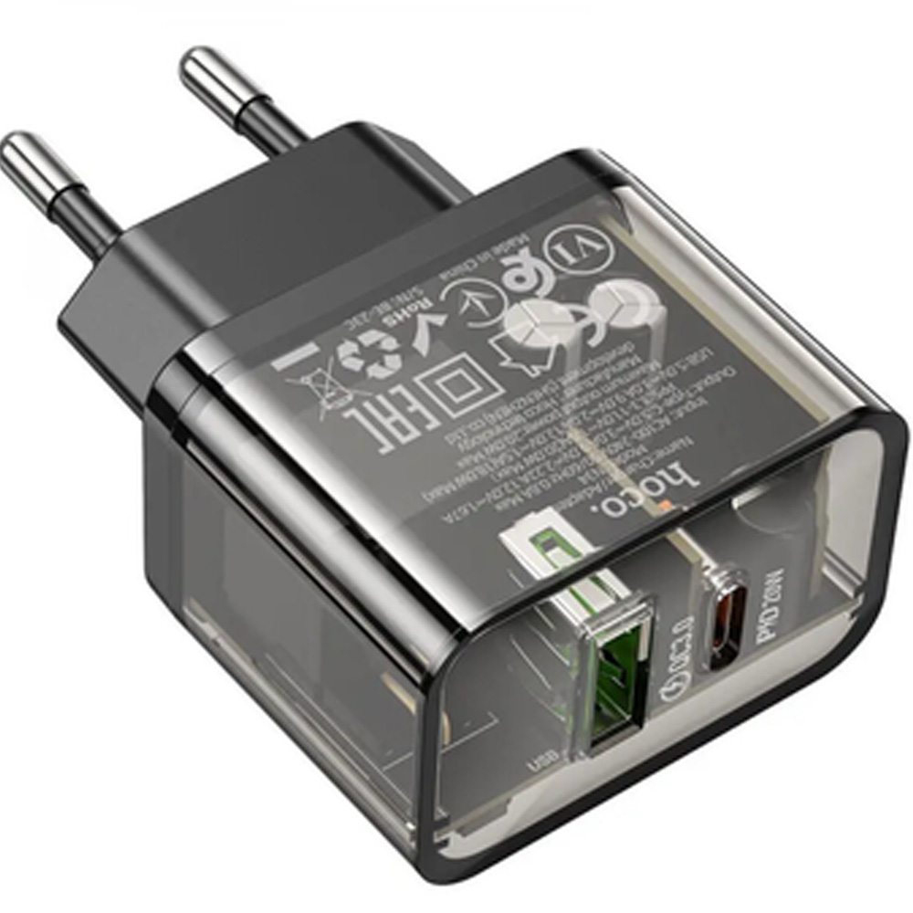 Зарядний пристрій HOCO N34 PD20W+QC3.0 Black (6931474799166) Тип мережевий зарядний пристрій