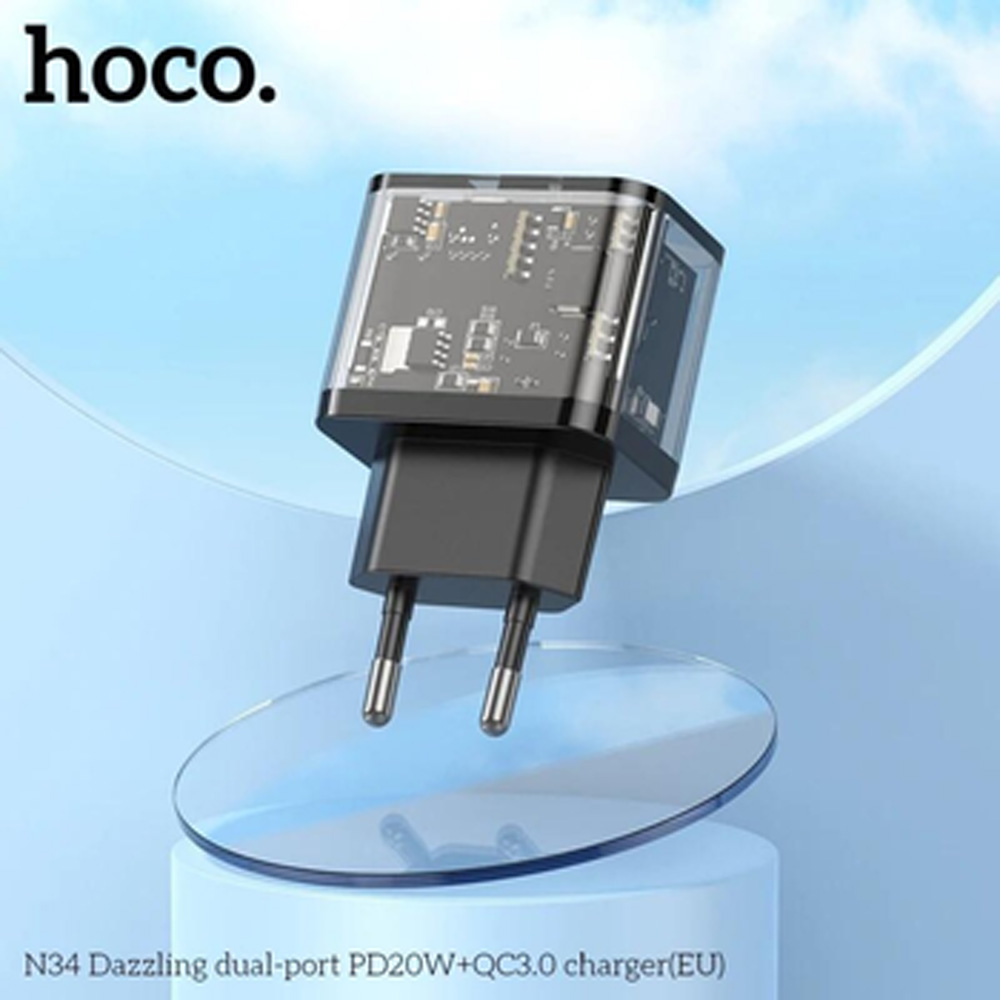 Фото Зарядний пристрій HOCO N34 PD20W+QC3.0 Black (6931474799166)