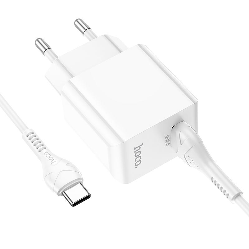 Сетевое зарядное устройство HOCO C98A Proton QC3.0 Charger Set White (6931474766878) Кабель съемный