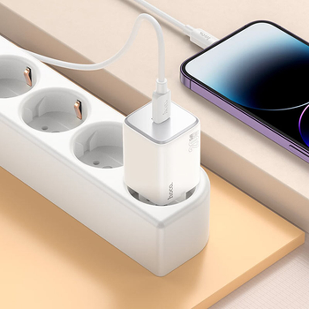 Мережевий зарядний пристрій HOCO N40 PD20W White (6942007616973) Вихідний роз'єм USB Type-C