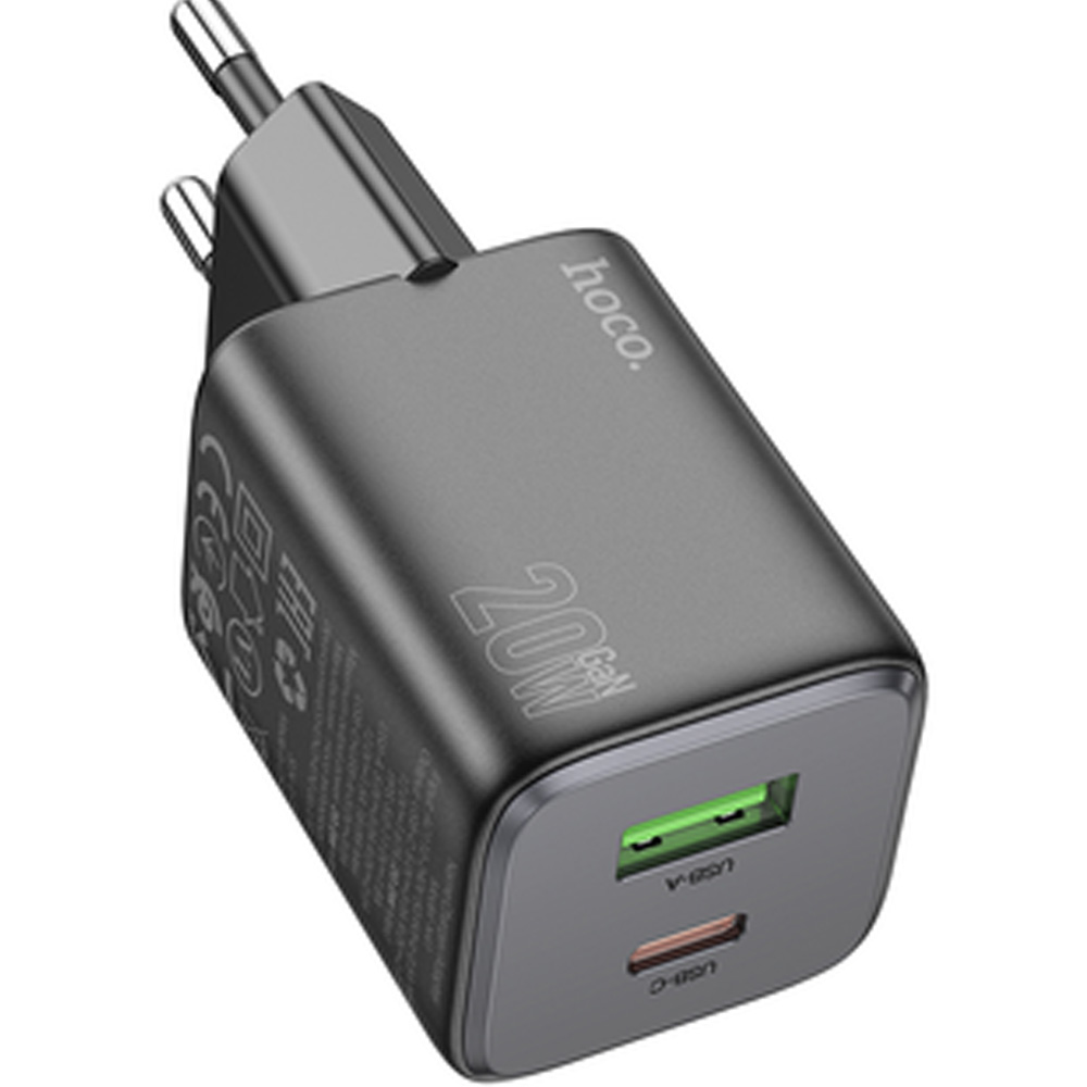 Мережевий зарядний пристрій HOCO N41 PD20W Black (6942007617024) Потужність 20