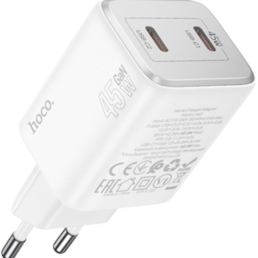 Сетевое зарядное устройство HOCO N42 PD45W White (6942007617116) Кабель съемный