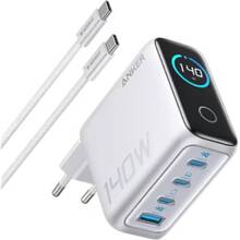 Зарядний пристрій ANKER Laptop GaN Charger 140W, 3xUSB-C PD3.1 & 1xUSB-A w Display and Cable Silver (B2697G41)