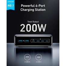 Сетевое зарядное устройство ANKER GaNPrime Charger 200W (4 USB-C + 2 USB-A) Black (A2683341)