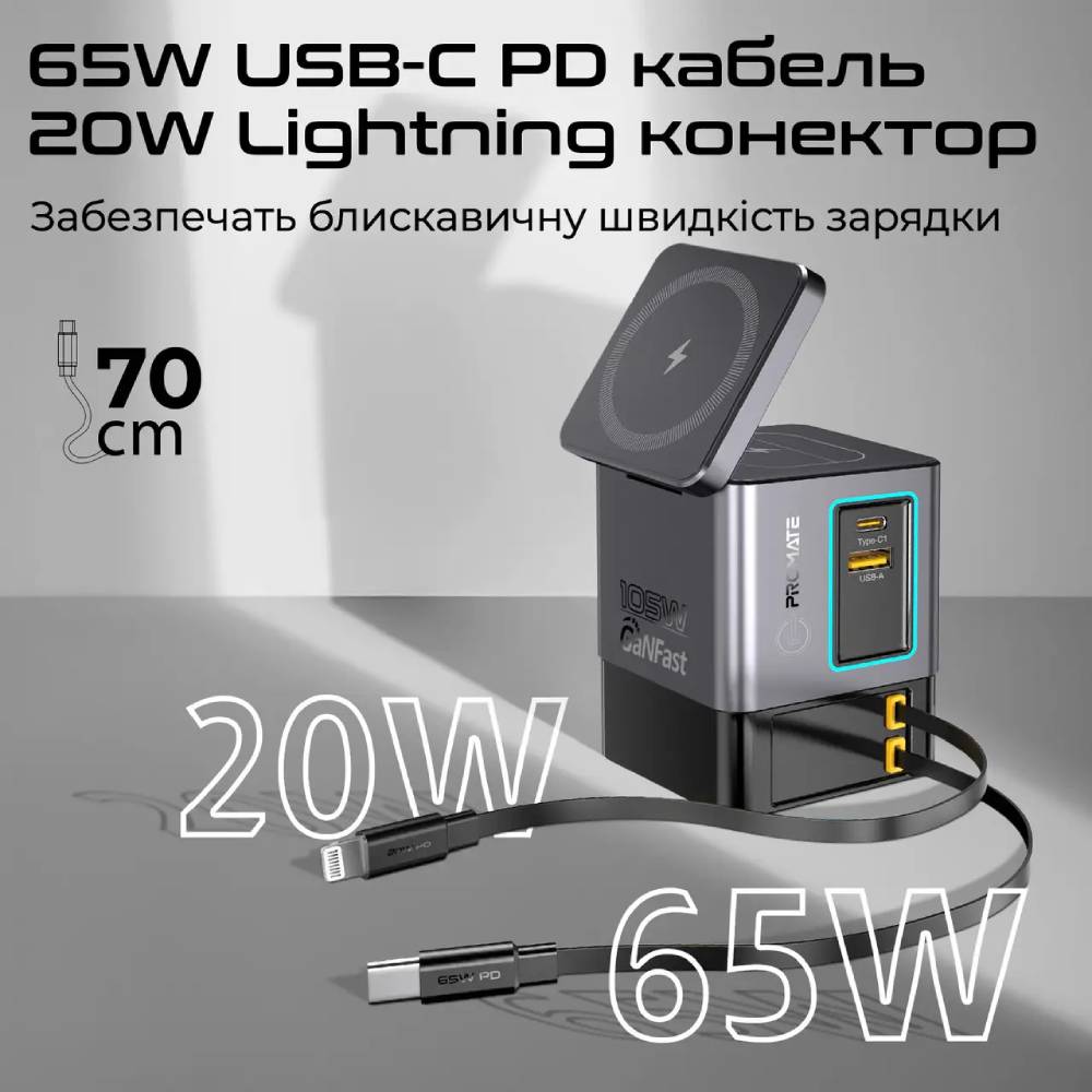 Фото Беспроводное зарядное устройство PROMATE PowerSync-105 Black (powersync-105)