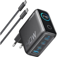 Мережевий зарядний пристрій ANKER Laptop GaN Charger 140W 3xUSB-C PD3.1 & 1xUSB-A w Display and Cable Black (B2697GZ1)