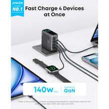 Мережевий зарядний пристрій ANKER Laptop GaN Charger 140W 3xUSB-C PD3.1 & 1xUSB-A w Display and Cable Black (B2697GZ1)