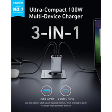 Зарядний пристрій ANKER GaNPrime Charger 100W 2xUSB-C PD & 1xUSB-A Foldable Silver (A2688341)