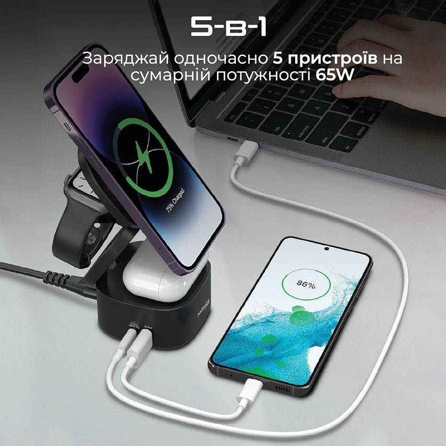 Зарядное устройство PROMATE Rubix-65W Black (rubix-65w.black) Мощность 65