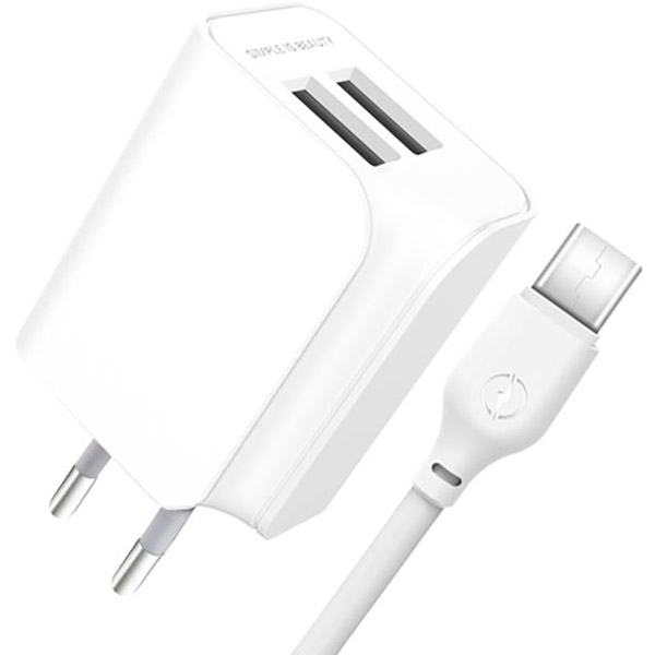 Сетевое зарядное устройство XO L35D 2USB 2.1А + Type-C White (XO-L35-TC) Тип сетевое зарядное устройство
