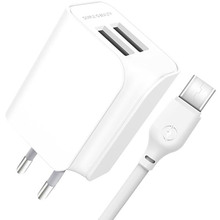 Сетевое зарядное устройство XO L35D 2USB 2.1А + Type-C White (XO-L35-TC)