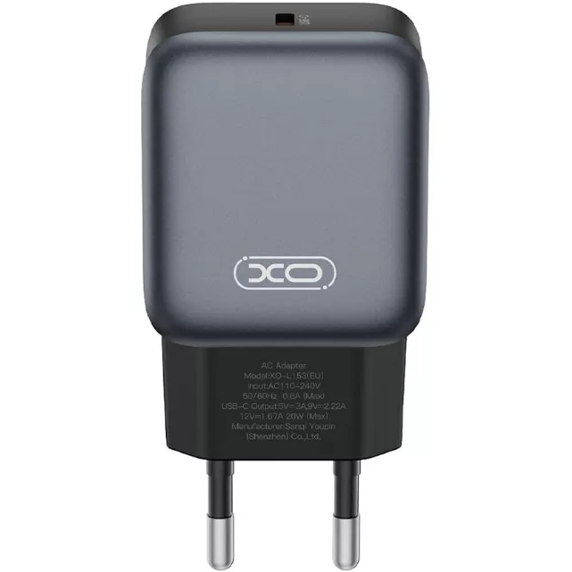 Зарядний пристрій XO L153 20W PD Single port USB-C Black Потужність 20