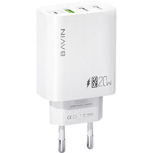 Зарядний пристрій Bavin PC952Y PD 20W Type-C 3xUSB-A (QC3.0) White (C-PC952Y-W)