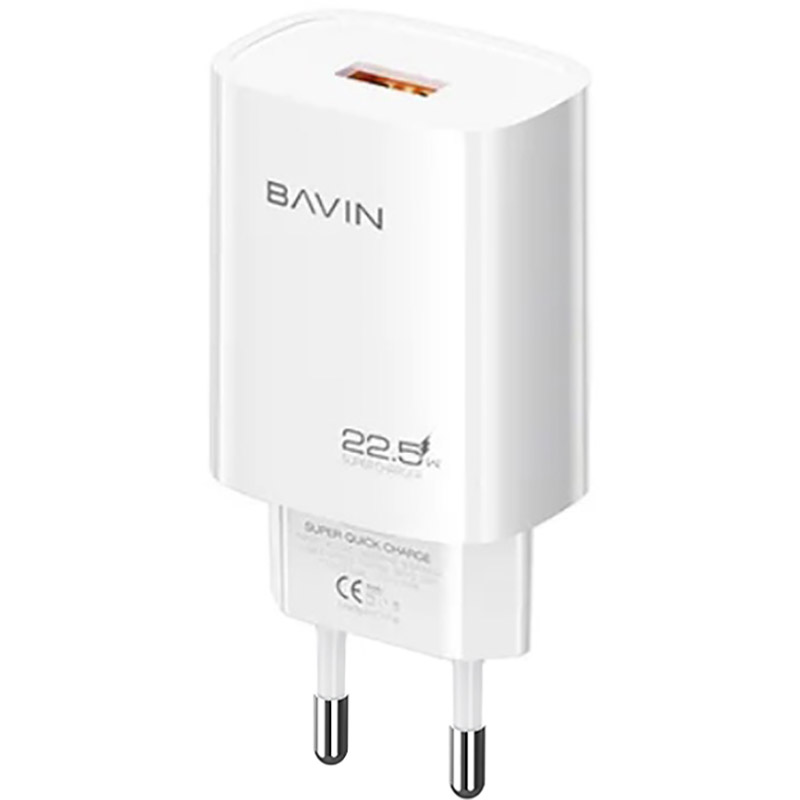 Зарядний пристрій Bavin PC995Y 22.5W USB-A Super Quick Charge White (C-PC995Y-C-W)