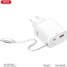 Сетевое зарядное устройство XO 30W Nitride Fast Charger White (XO-CE31)